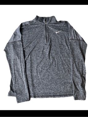 Nike Gray Heather Quarter-Zip Performance Running shirt thumb hole sleeve XL
